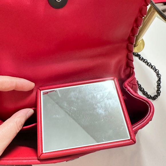 Bottega Veneta red Leather Chain Shoulder Bag with Mirror - Picture 2 of 8